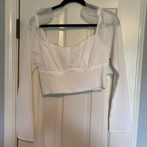 Astr The Label - From Nordstrom (White Long Sleeve Blouse Cropped)